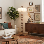Wood Silk Pumpkin Floor Lamp