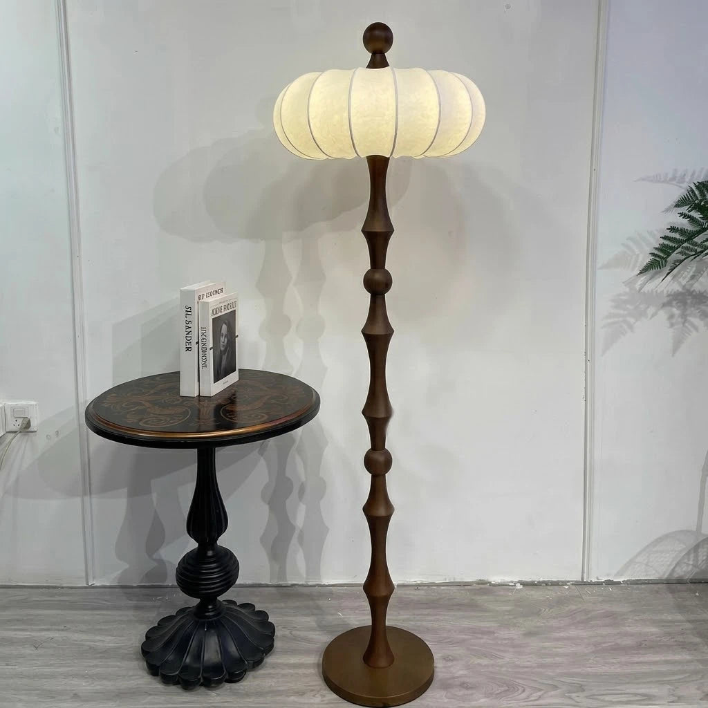Illuminated Vintage Wooden Floor Lamp Studio Display