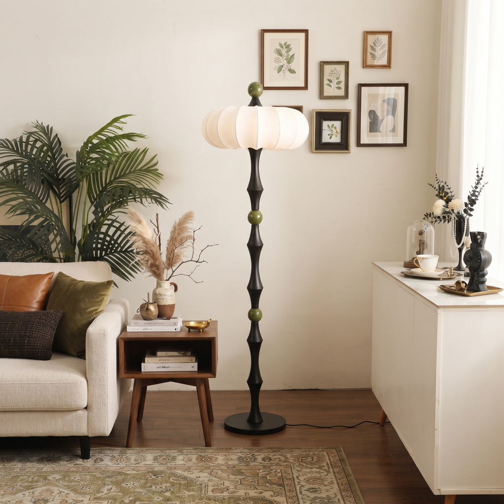 Wood Silk Pumpkin Floor Lamp
