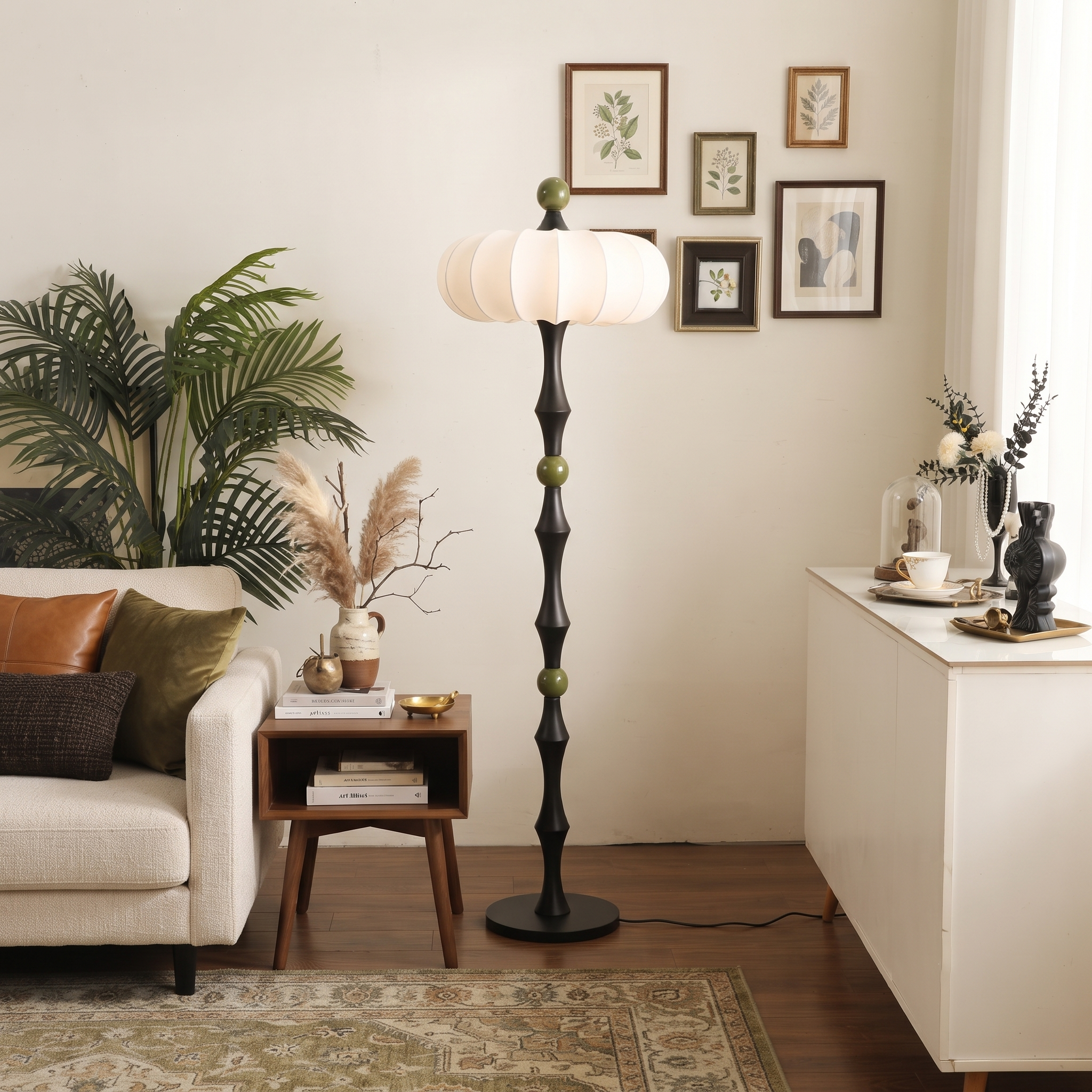 Wood Silk Pumpkin Floor Lamp