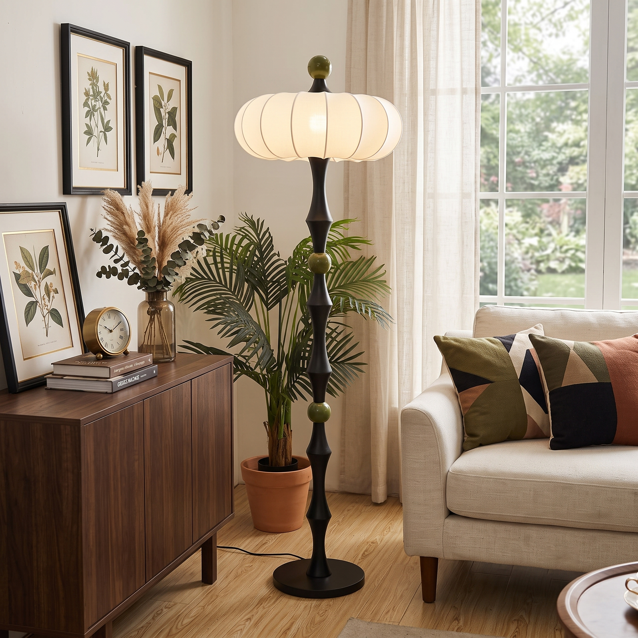 Wood Silk Pumpkin Floor Lamp
