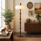 Wood Silk Pumpkin Floor Lamp