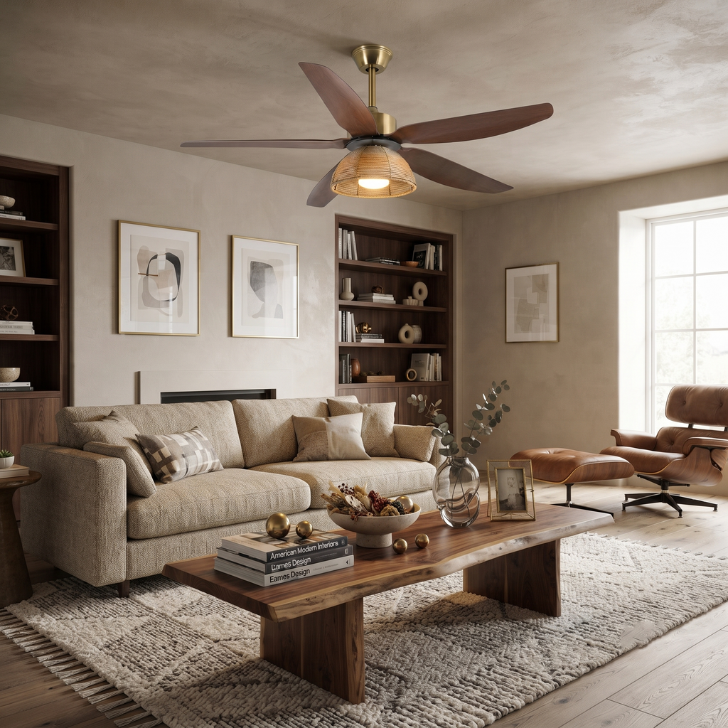 Woven Bamboo Ceiling Fan with Light