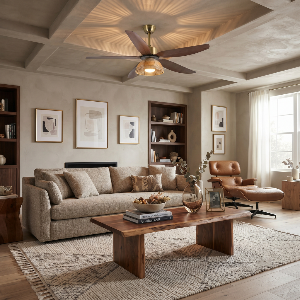 Woven Bamboo Ceiling Fan with Light