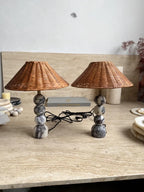 Woven Rattan Marble Sphere Lamp
