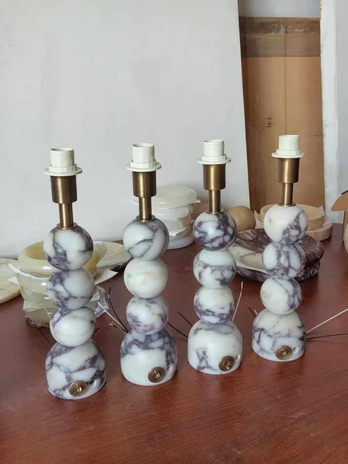 Woven Rattan Marble Sphere Lamp