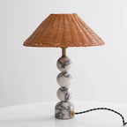 Woven Rattan Marble Sphere Lamp