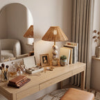 Woven Rattan Marble Sphere Lamp