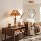Woven Rattan Marble Sphere Lamp