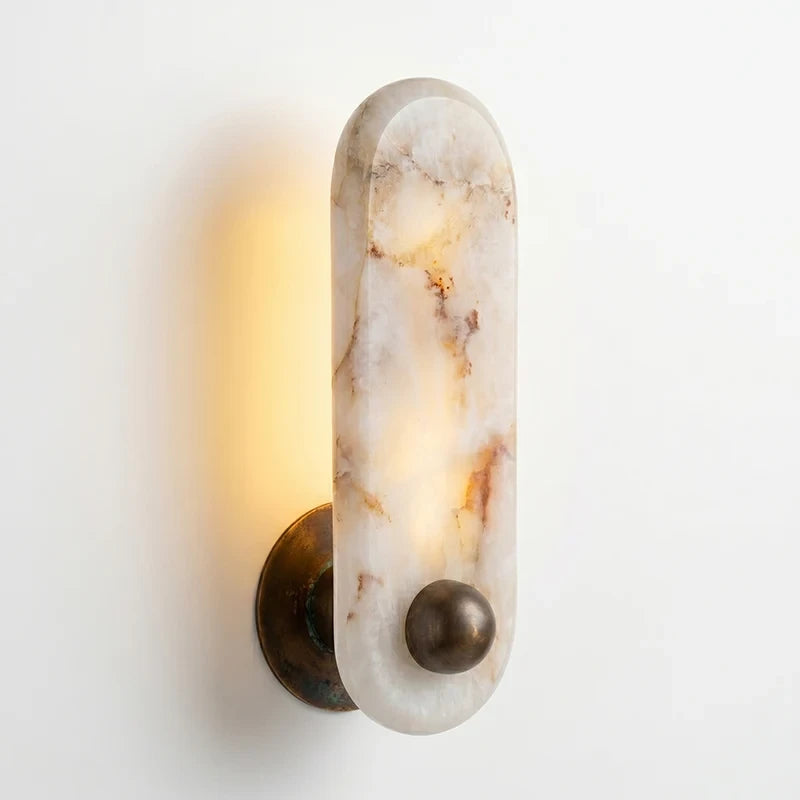 Illuminated Modern Capsule Alabaster Art Glass Wall Sconce Studio Display