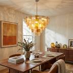 Rectangular Tile Tiered Chandelier