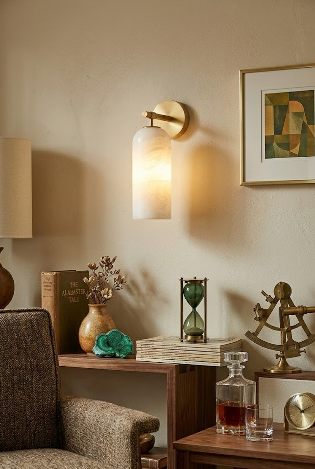 Alabaster Cylinder Wall Sconce