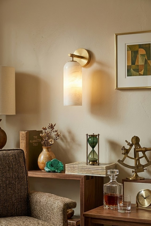 Alabaster Cylinder Wall Sconce