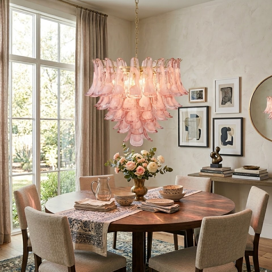 Athena Blush Pink Petal Chandelier