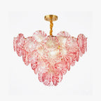 Pink Swirl Glass Disc Chandelier