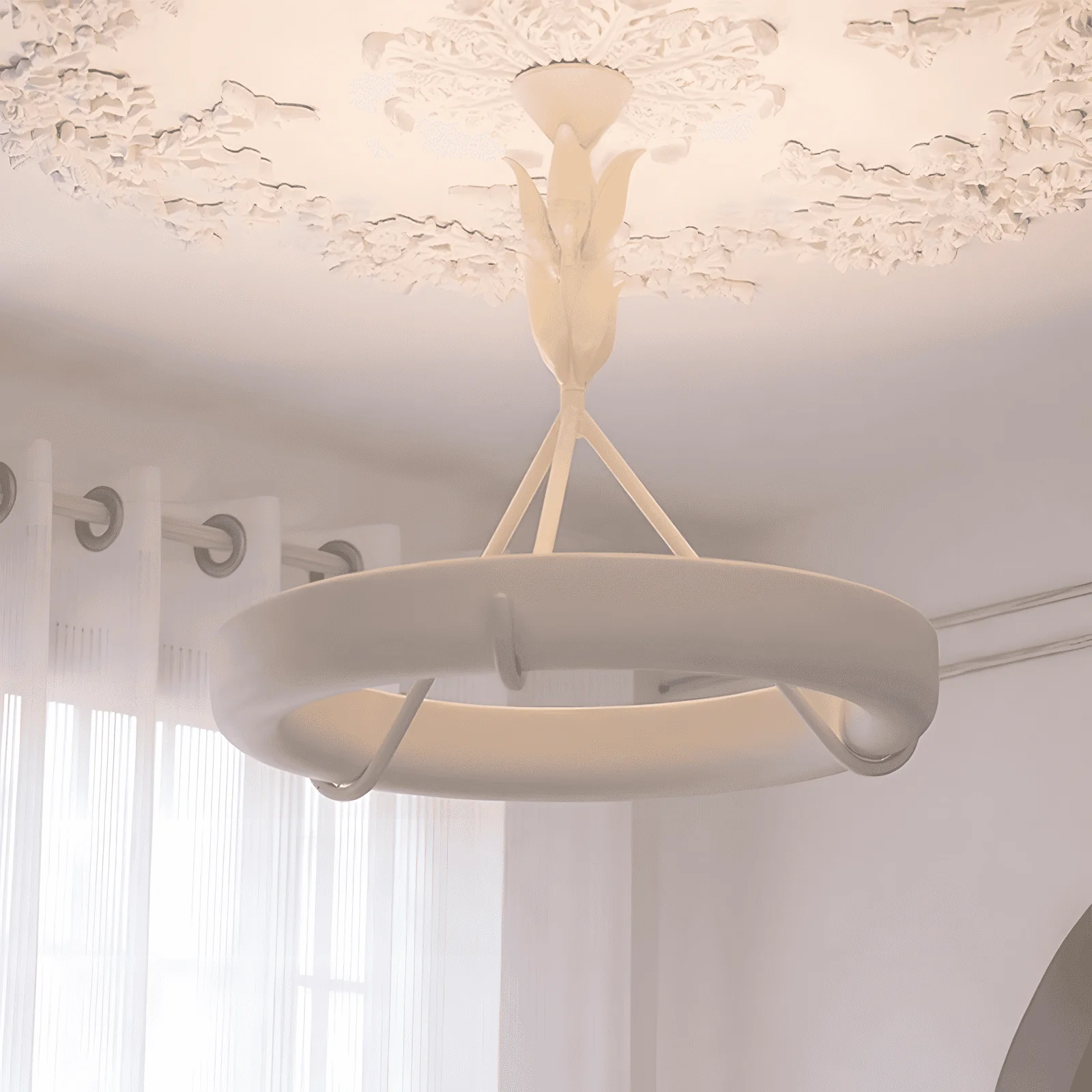 White Plaster Chandelier