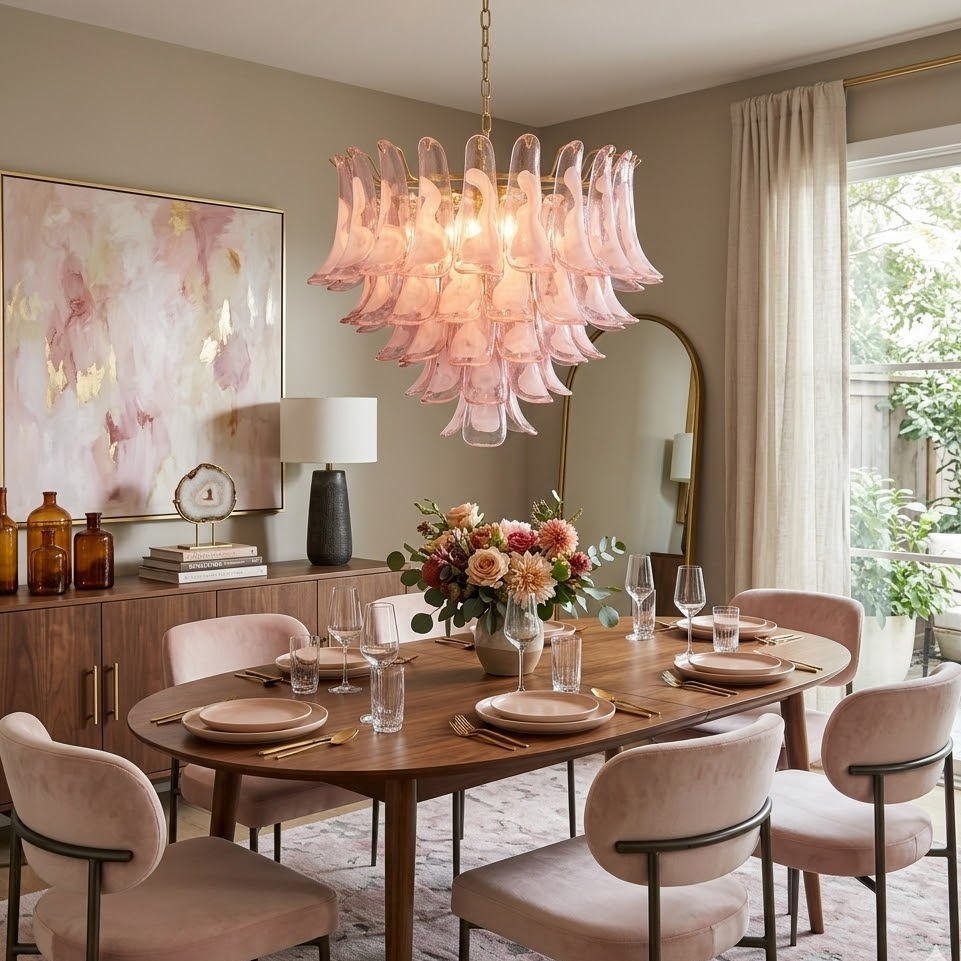 Athena Blush Pink Petal Chandelier