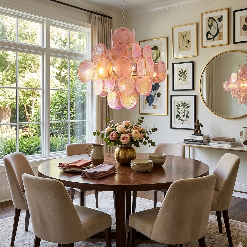 Aura Pink Disc Chandelier