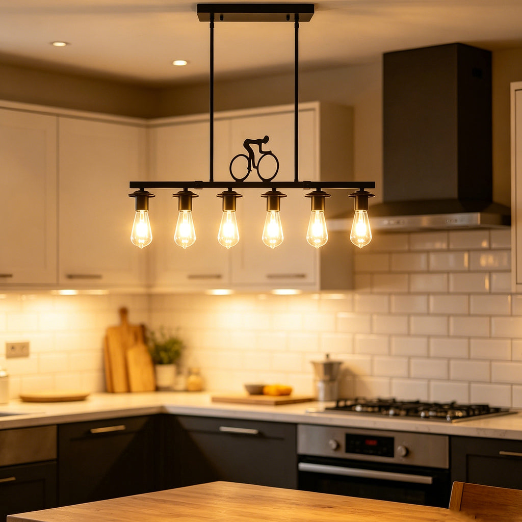 Bicycle Silhouette Linear Chandelier
