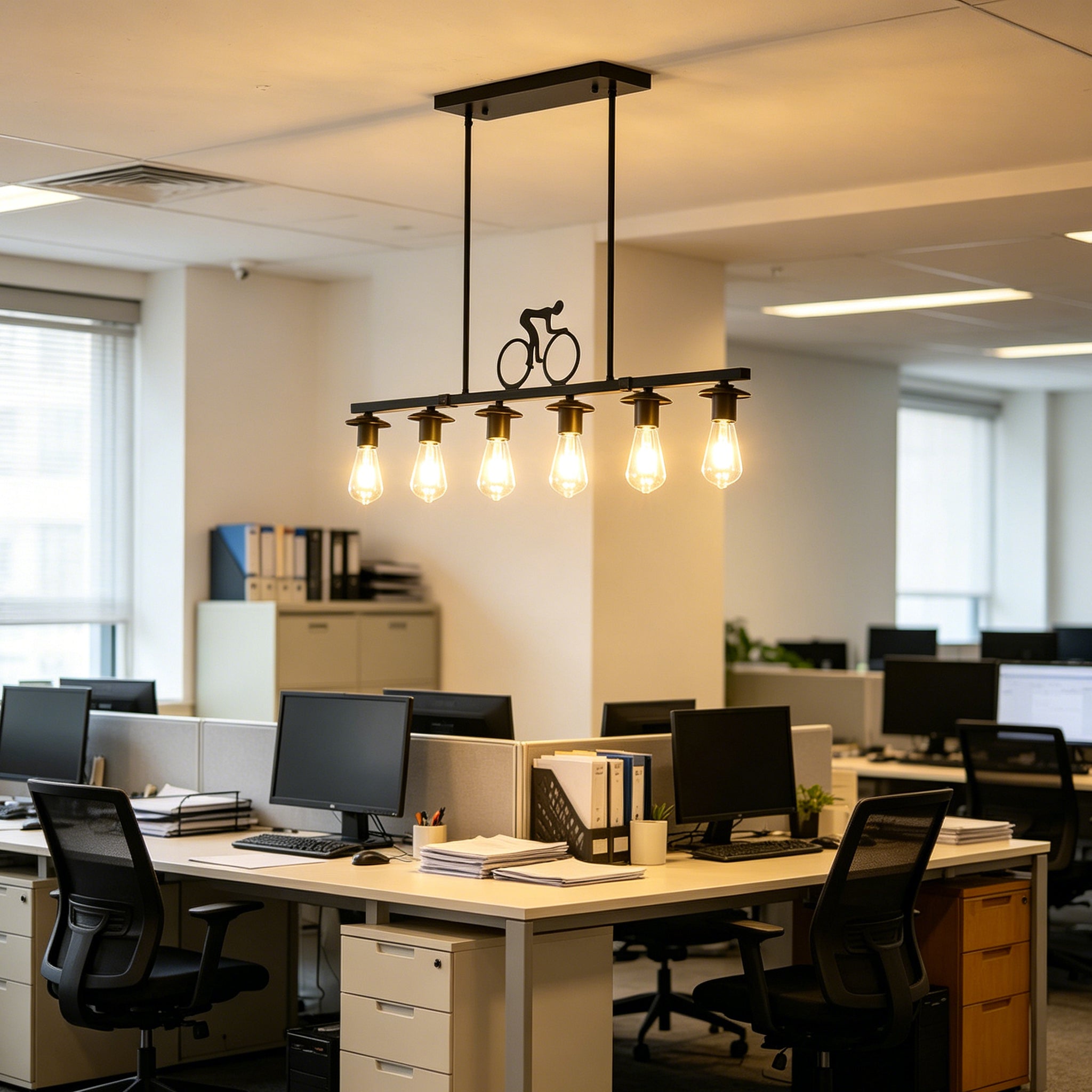 Bicycle Silhouette Linear Chandelier
