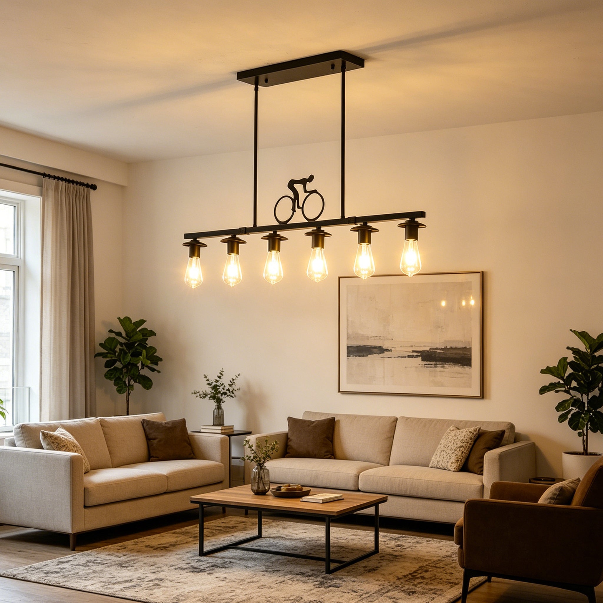 Bicycle Silhouette Linear Chandelier