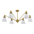 Brass Cone Glass Chandelier