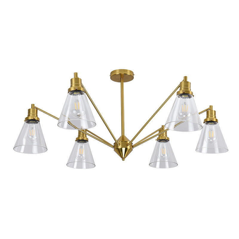 Brass Cone Glass Chandelier