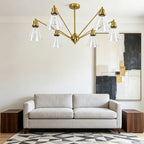 Brass Cone Glass Chandelier