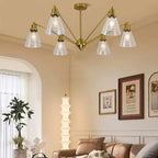 Brass Cone Glass Chandelier
