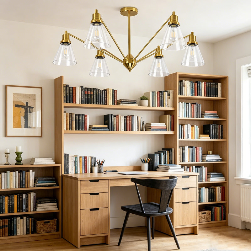 Brass Cone Glass Chandelier