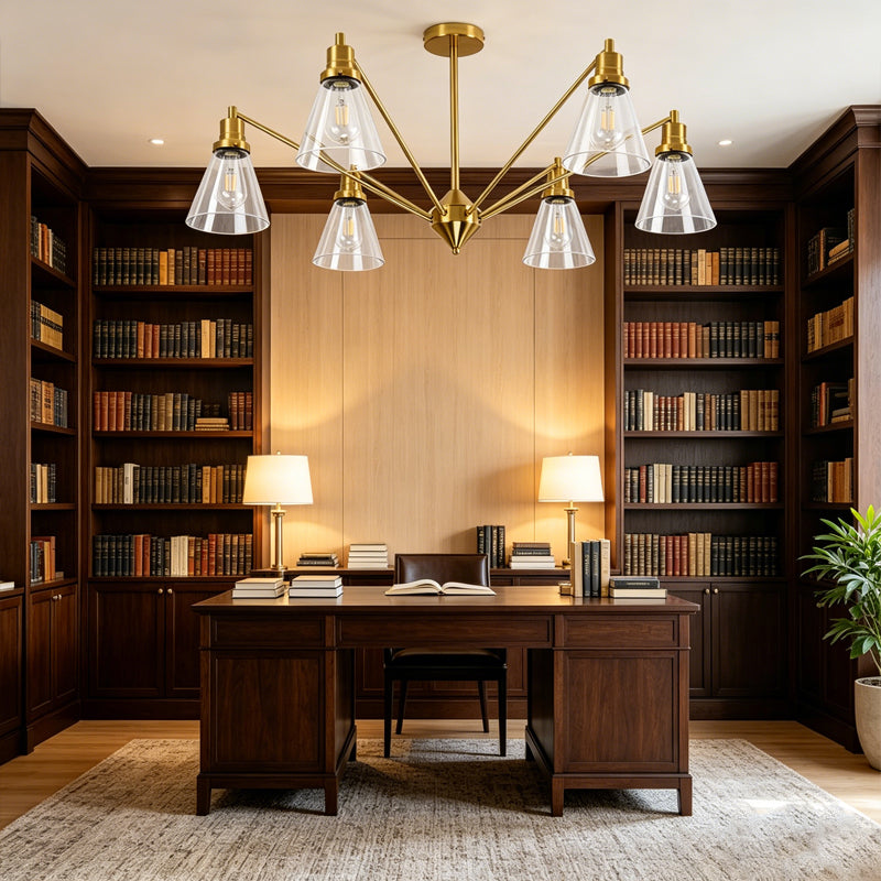 Brass Cone Glass Chandelier