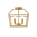 Brass Cube Cage Semi-Flush Mount