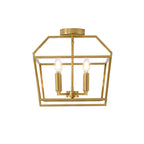 Brass Cube Cage Semi-Flush Mount