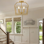 Brass Cube Cage Semi-Flush Mount
