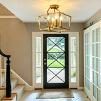 Brass Cube Cage Semi-Flush Mount
