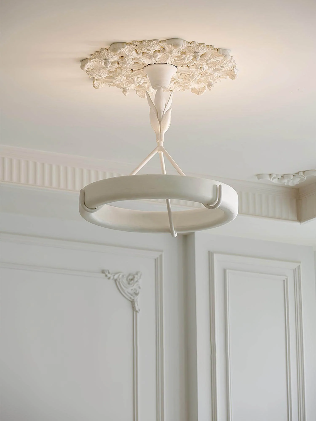 White Plaster Chandelier