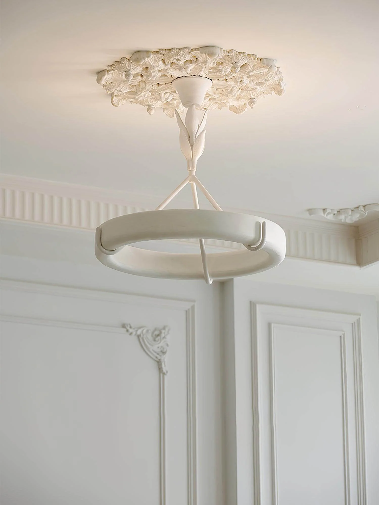 White Plaster Chandelier