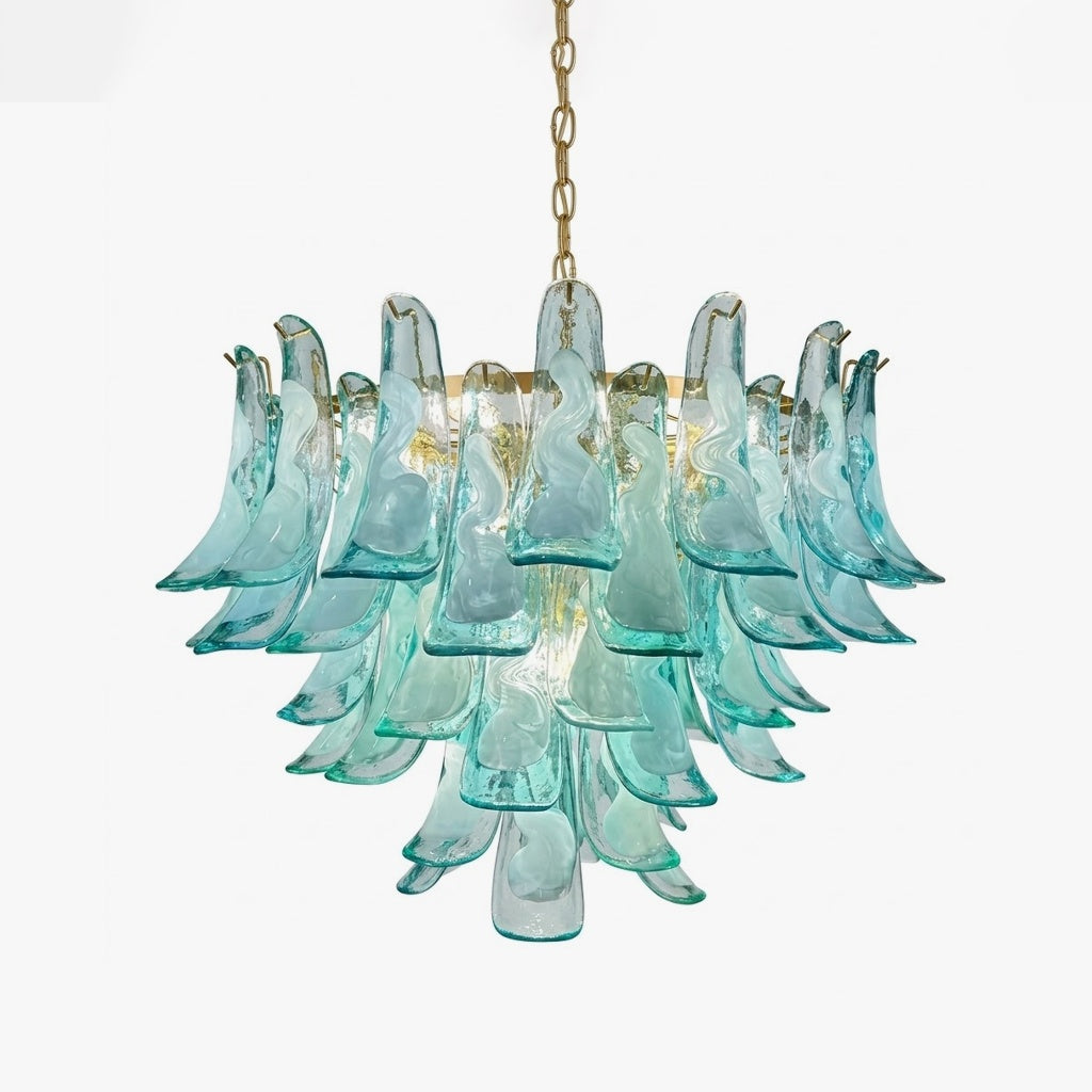 Aqua Glass Petal Chandelier