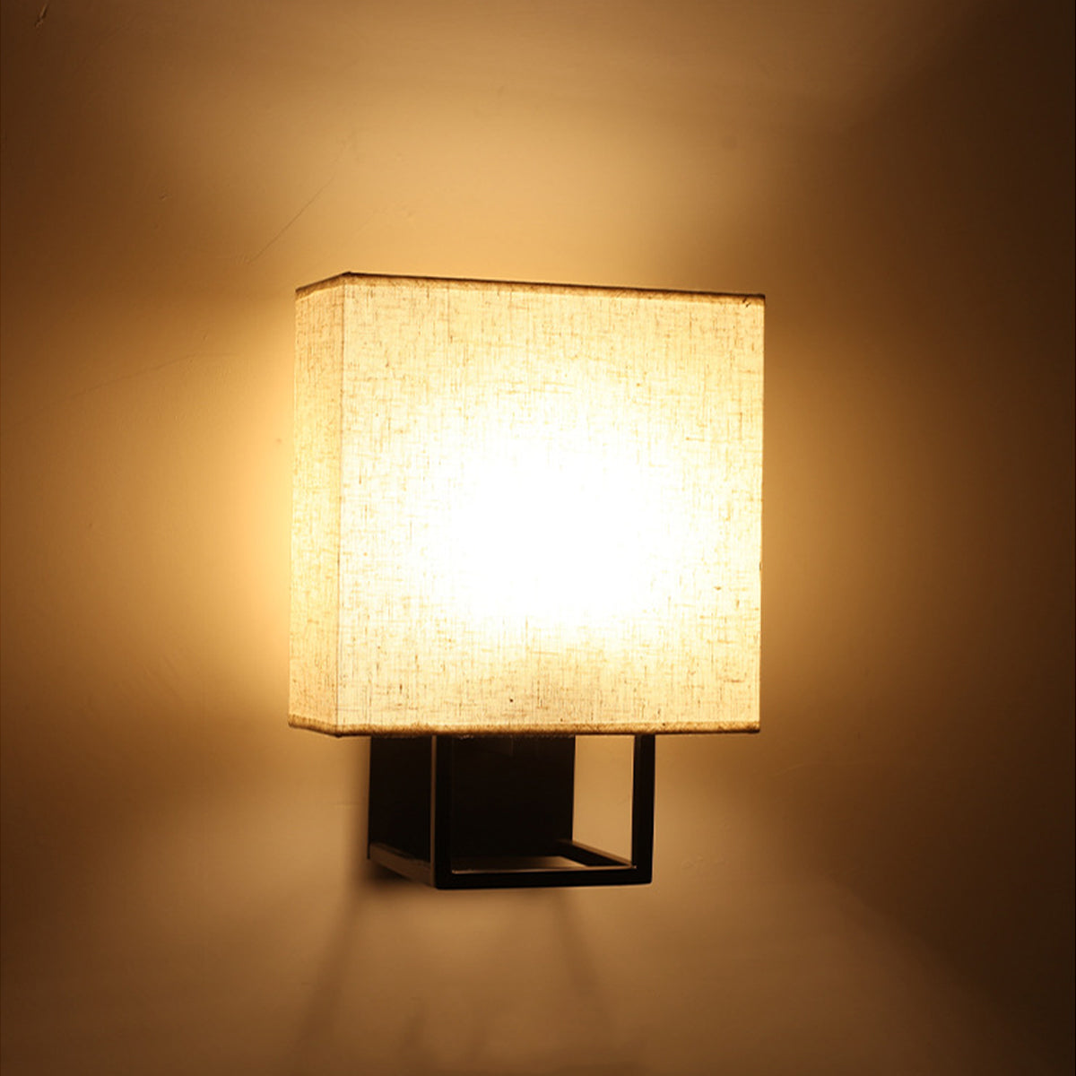 Cube Frame Linen Wall Sconce