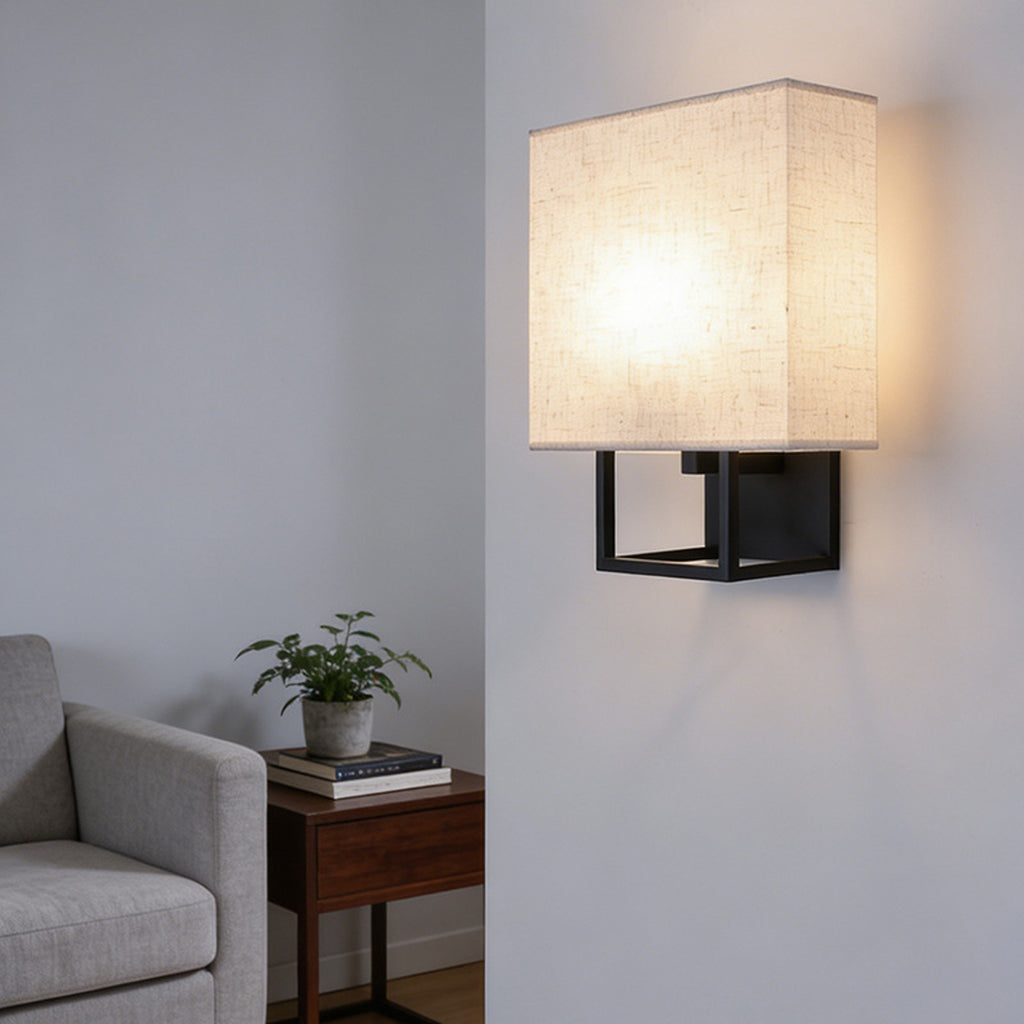 Cube Frame Linen Wall Sconce