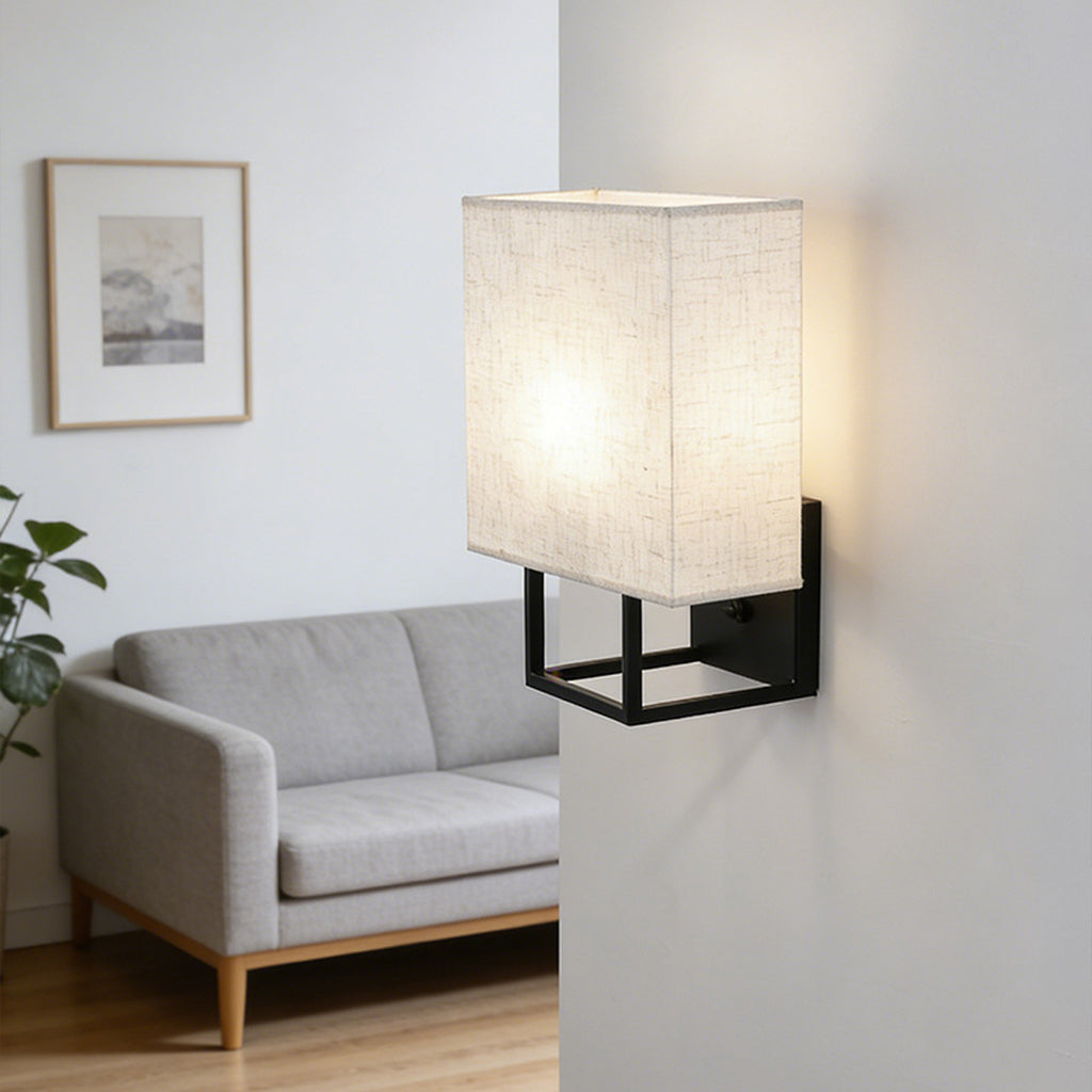 Cube Frame Linen Wall Sconce