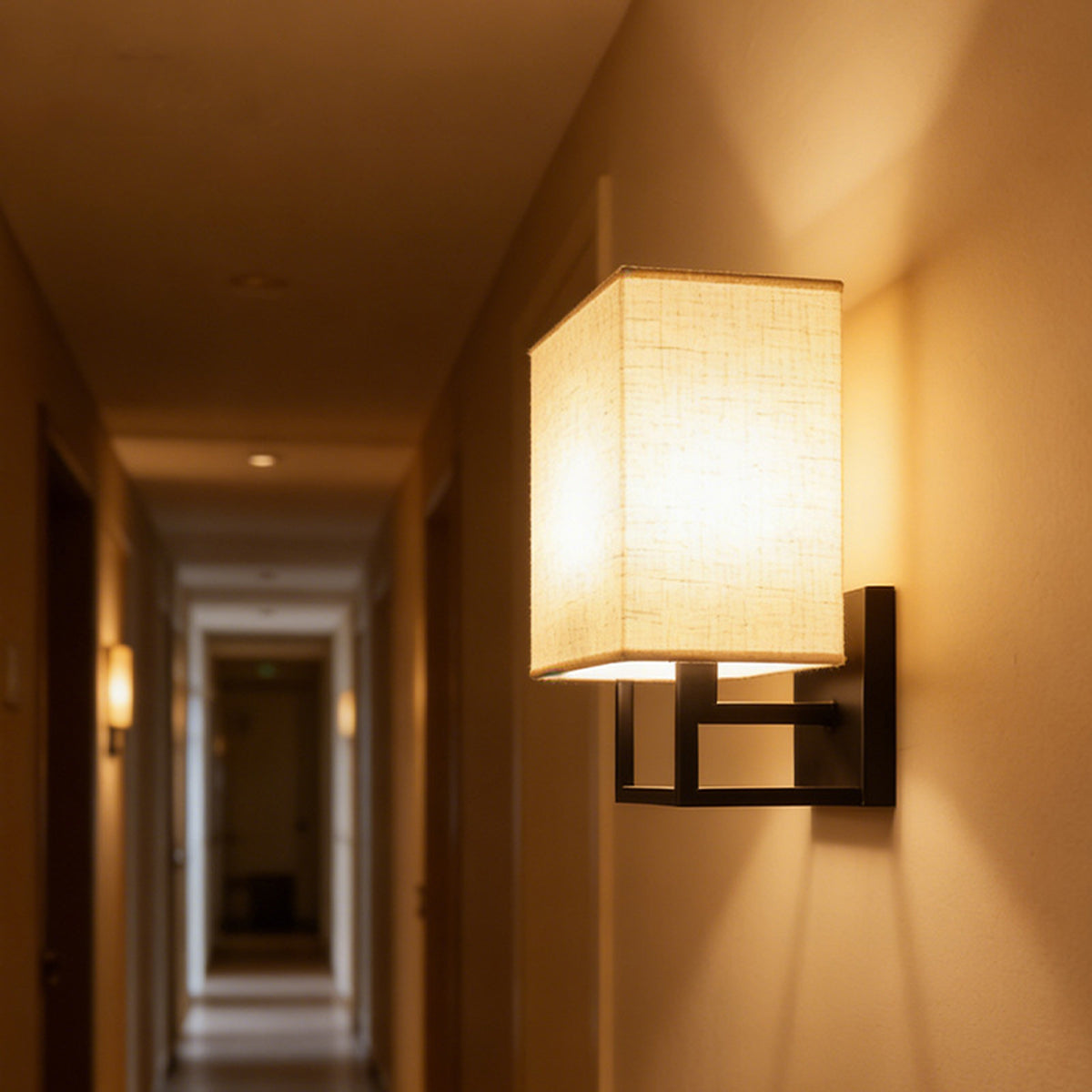 Cube Frame Linen Wall Sconce