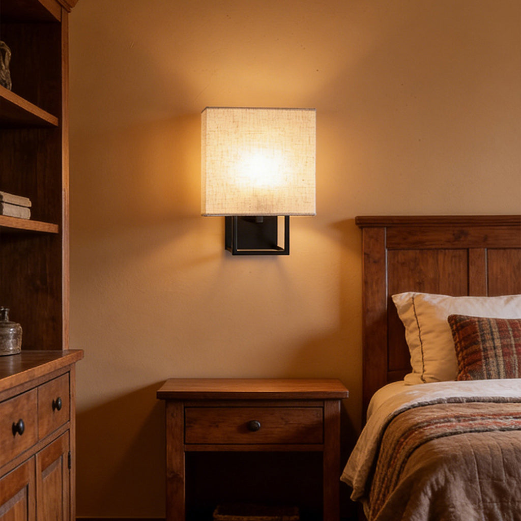 Cube Frame Linen Wall Sconce