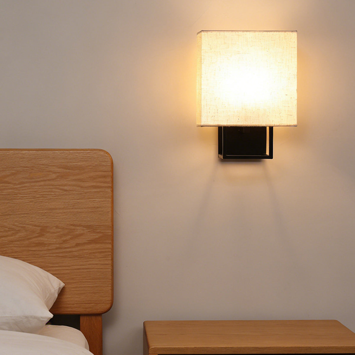 Cube Frame Linen Wall Sconce