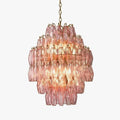 Pink Faceted Glass Prism Chandelier