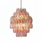 Pink Faceted Glass Prism Chandelier