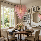 Pink Ribbon Glass Tiered Chandelier