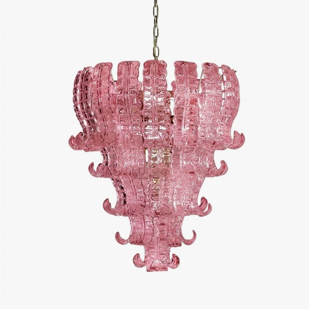 Pink Ribbon Glass Tiered Chandelier