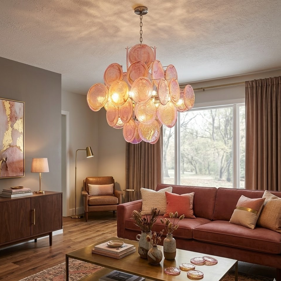 Aura Pink Disc Chandelier