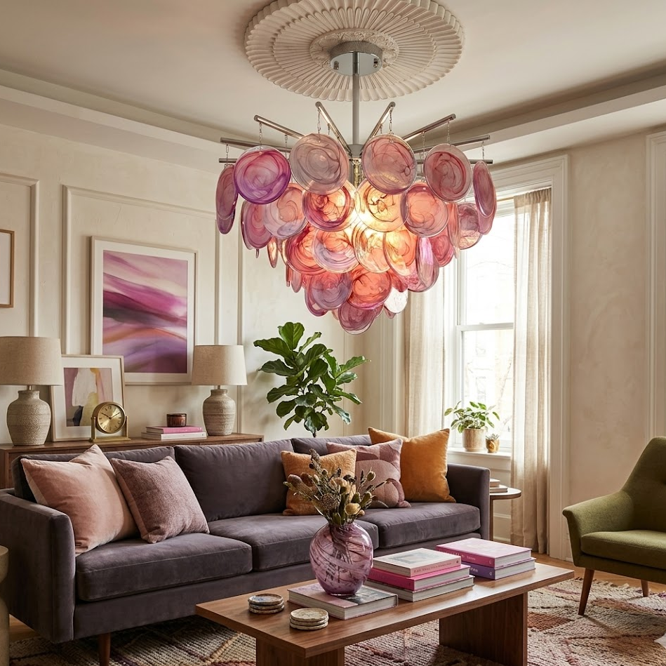 Murano Art Glass Disc Chandelier